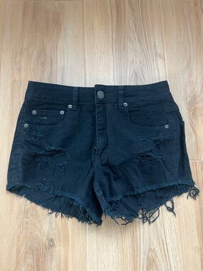 American Eagle Outfitters Black Distressed Denim Shorts